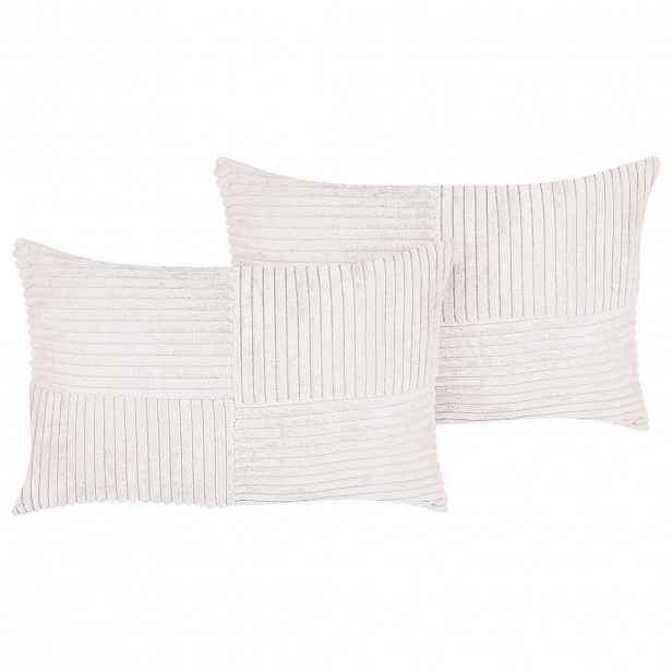 Beliani DEKORATIVNÍ POLŠTÁŘ CORD sada 2 ks Krémově bílý 50/30 cm Millet