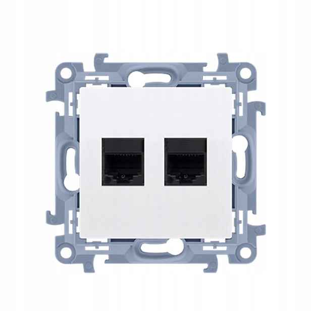 Dvojitá počítačová zásuvka RJ45 internetová C62.01/11 Kontakt Simon 10
