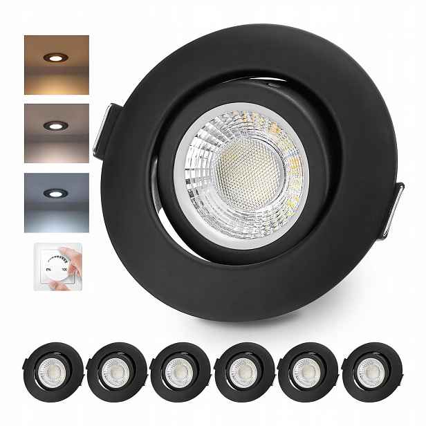 Led reflektor do nástavby 6W Teplý Studený Bílý Černý IP44 Sada 6