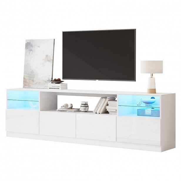 STILVORA TV SKŘÍŇKA v bílé barvě s LED osvětlením do obýváku, Š180/H35/V60 cm