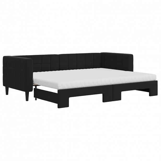 vidaXL Válenda s přistýlkou a matracemi černá 80 x 200 cm samet