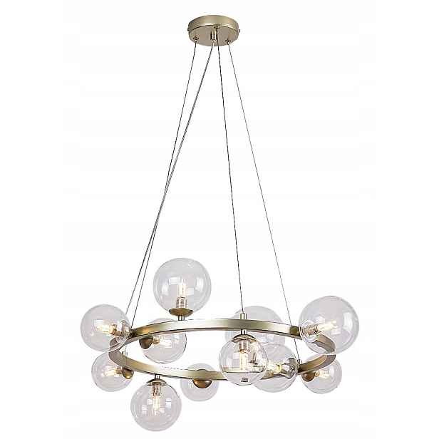 Závěsná lampa glamour zlaté skleněné koule na prstenu 11xG9 28W Aslov Rabalux
