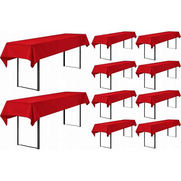 10xOBRUS Na Stůl 250×100CM Červený Polyester Opakovaně Použitelný Catering