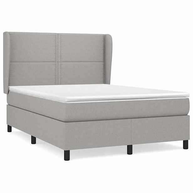 vidaXL Box spring postel s matrací světle šedá 140 x 200 cm textil