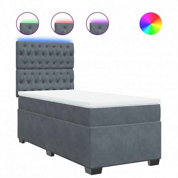vidaXL Box spring postel s matrací tmavě šedá 80 x 200 cm samet