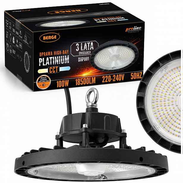 Led skladová lampa High-Bay 100W Stmívatelná 18500lm Cct Průmyslová