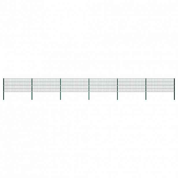 vidaXL Plotový panel se sloupky železný 1040 x 80 cm zelený