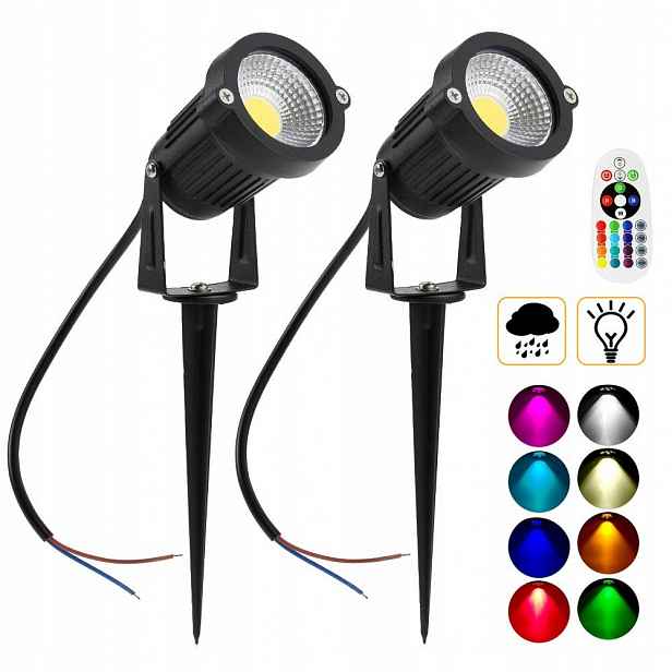 2KS Zahradní Reflektor Zapichovací špíz černý IP65 Led Rgb