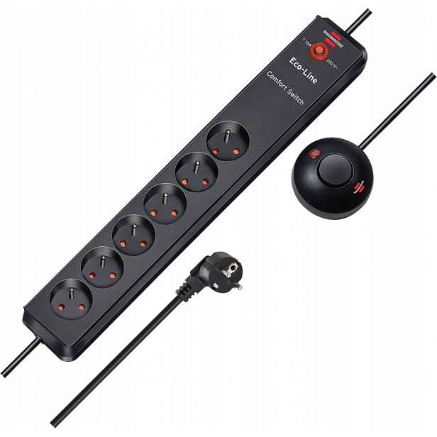 Brennenstuhl Eco-Line Comfort Switch lišta 6 zásuvek 2 m nožní spínač