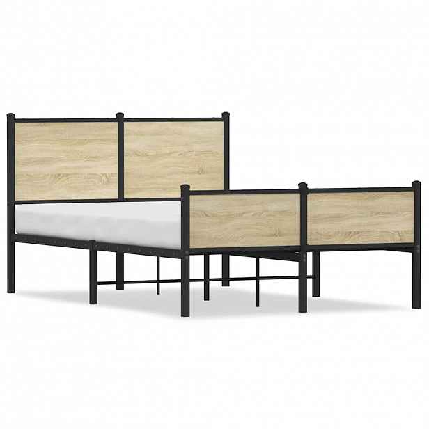 vidaXL Kovový rám postele bez matrace dub sonoma 120 x 190 cm
