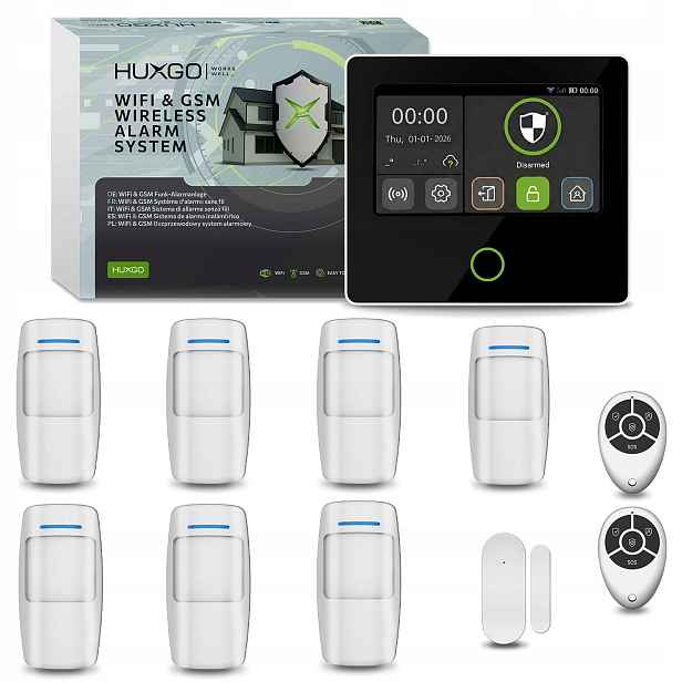 Bezdrátový WiFi Gsm 4G alarm s aplikací Tuya, Huxgo HXA502 4G B