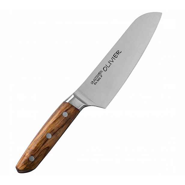 Nůž santoku Satake La Kitchen Olivier 17 cm, olivové dřevo 806-039