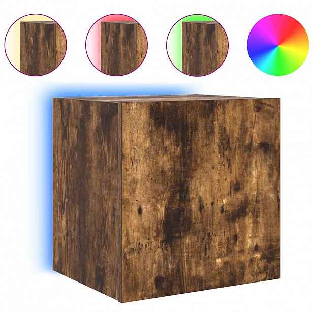 vidaXL Nástěnná TV skříňka s LED osvětlením kouřový dub 40,5x35x40 cm