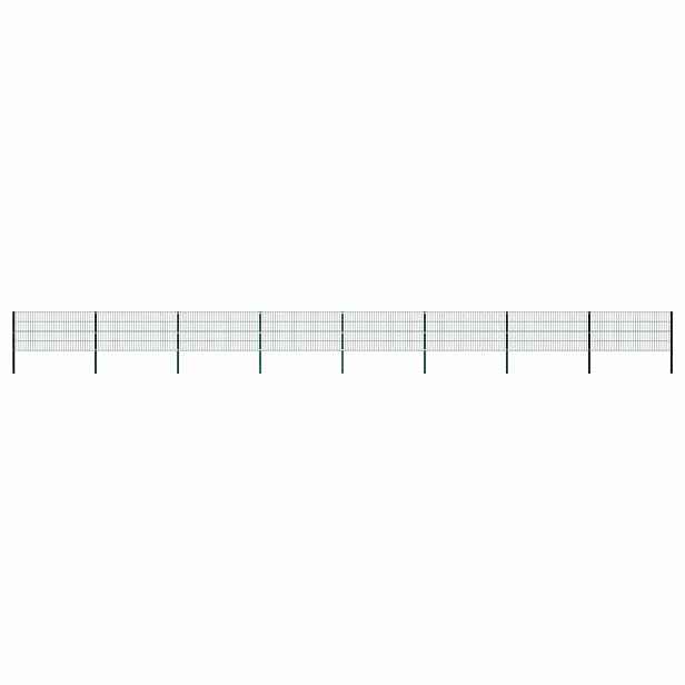 vidaXL Plotový panel se sloupky železný 1385 x 80 cm zelený