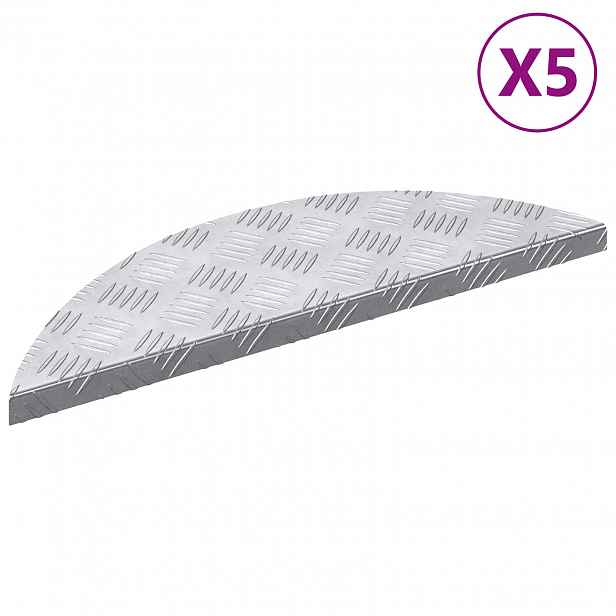 vidaXL Schodové nášlapy 5 ks 60 x 18 x 2,5 cm Stříbrná Hliník