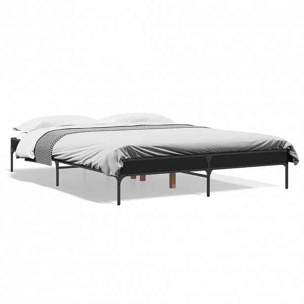 vidaXL Rám postele černý 150 x 200 cm kompozitní dřevo a kov