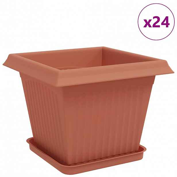 vidaXL Květináče 24 ks Cihlově červená Plast