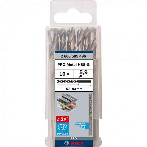 Bosch - Sada vrtáků do kovu, 5,9x93 mm, 10 ks 2608585496