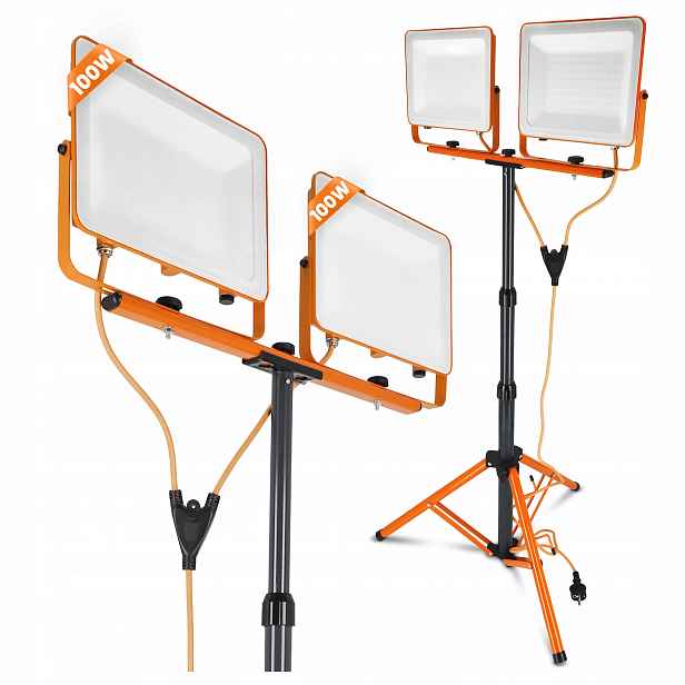 Halogen Led Stavební stativ 2x 100W 10000lm Lampa na stojanu