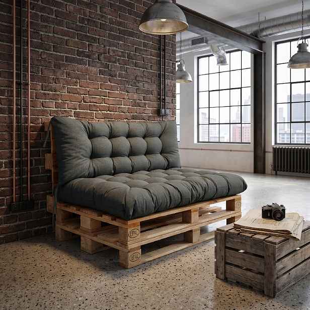 Interiérový polstr na palety LOFT 02 – antracit pro paletové sezení do obývacího pokoje Mybesthome