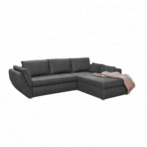luma-home ROHOVÁ POHOVKA s funkcí rozkládání a úložným prostorem, 272 × 200 × 88 cm (Š×H×V), ležecká plocha 128 × 224 cm, mikrovlákno tmavě šedé / 152
