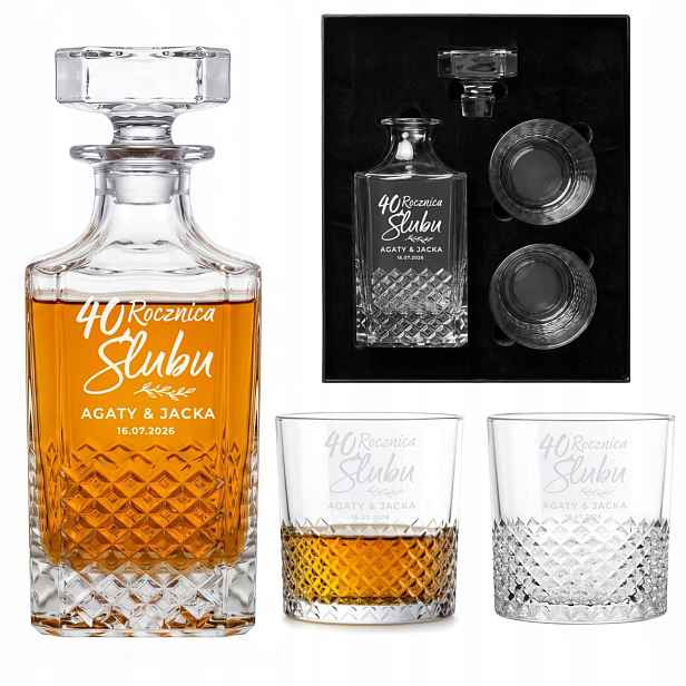 Sada Karafa 750 ml 2 sklenice na whisky Gravírování Dárek Výročí svatby