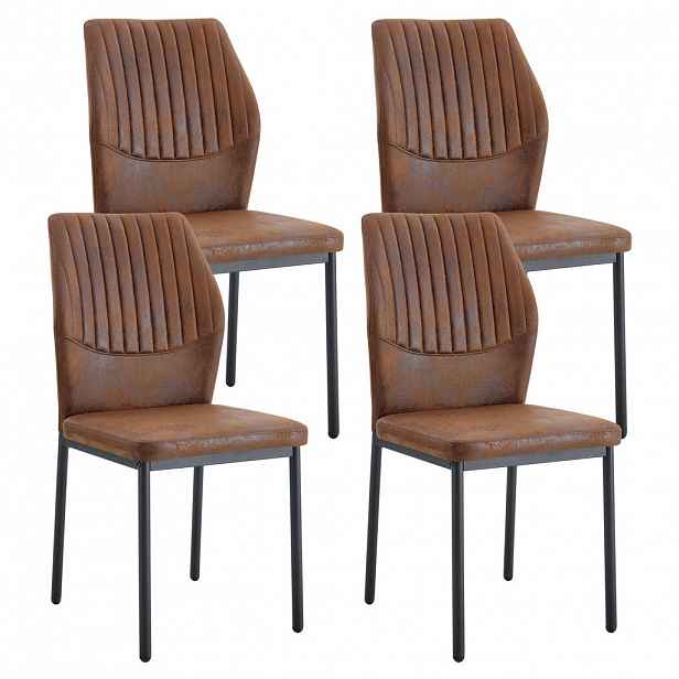 Urban Meuble JÍDELNÍ ŽIDLE ergonomické (sada 4 ks), technická látka, čalouněné s kovovými nohami