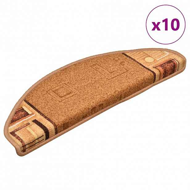 vidaXL Nášlapy na schody samolepicí 10 ks 65x21x4 cm béžové