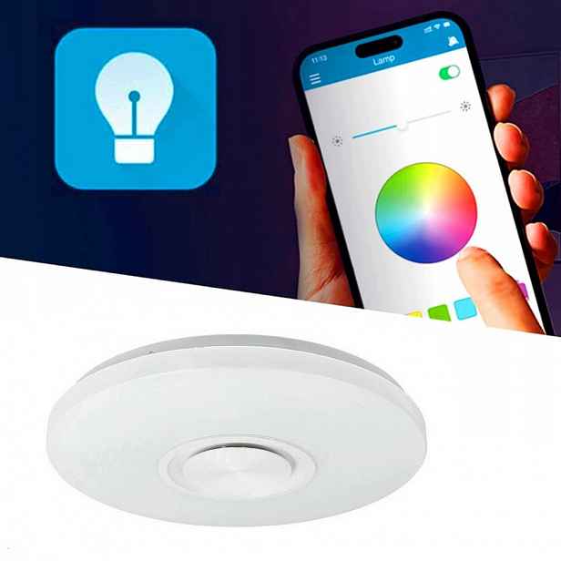 60W Stropní Svítidlo stropní svítidlo Led Rgb s aplikací Bluetooth Reproduktor Dálkový Ovladač 40 cm