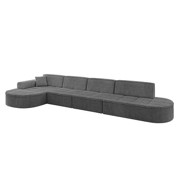 ALTDECOR ROHOVÁ SEDAČKA s otomanem, levá TARO-L3 413x171x79,5 Tmavě šedá Manšestr