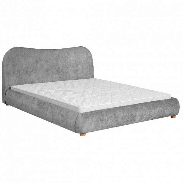 Beautysofa ČALOUNĚNÁ POSTEL Sonho, dvoulůžko 160x200 cm s pěnovou matrací 10 cm, žinylková látka, šedá
