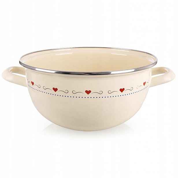 Smaltovaná miska s úchyty krémová Tonca 33 cm, 5 l