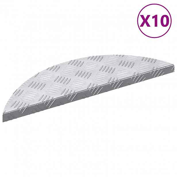 vidaXL Schodové nášlapy 10 ks 60 x 18 x 2,5 cm Stříbrná Hliník