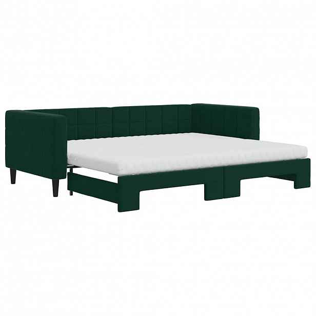 vidaXL Válenda s přistýlkou a matracemi tmavě zelená 90 x 200 cm samet