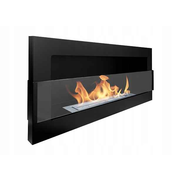 Závěsný biokrb se sklem 90x40x12 cm Černý strukturovaný mat