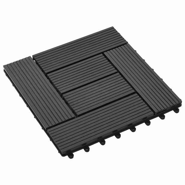 vidaXL Dlažba na terasu 11 ks Černá 30 x 30 cm WPC