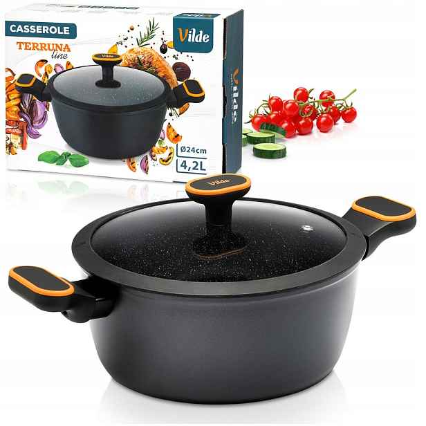 Hrnec Granitový s poklicí pro vaření dušení Vilde 24 cm 4,2 l