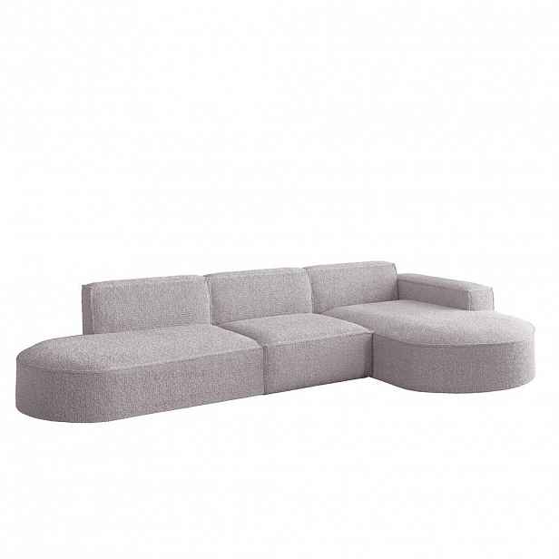 Kaiser Möbel ROHOVÁ SEDAČKA designová ve tvaru L MODENA tkanina Loop Růžová Pravá strana