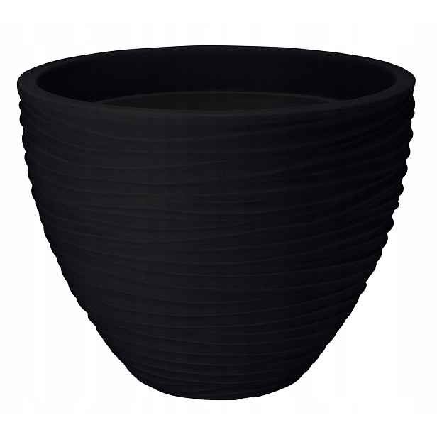 Květináč plastový obal antracit rýhovaný 40 cm 1 Ks