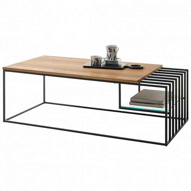 MID.YOU KONFERENČNÍ STOLEK, černá, barvy dubu, dřevo, kov, sklo, 120/40/60 cm