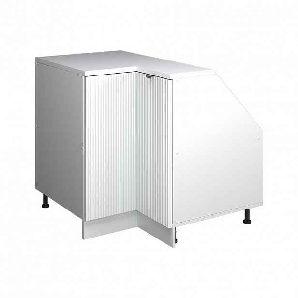 Vicco ROHOVÁ KUCHYŇSKÁ SKŘÍŇKA POD ŠIKMOU STŘECHU R-Line Bílé zvlnění 75.6 cm s 1 dveřmi, korpus skříně hloubka 60 cm