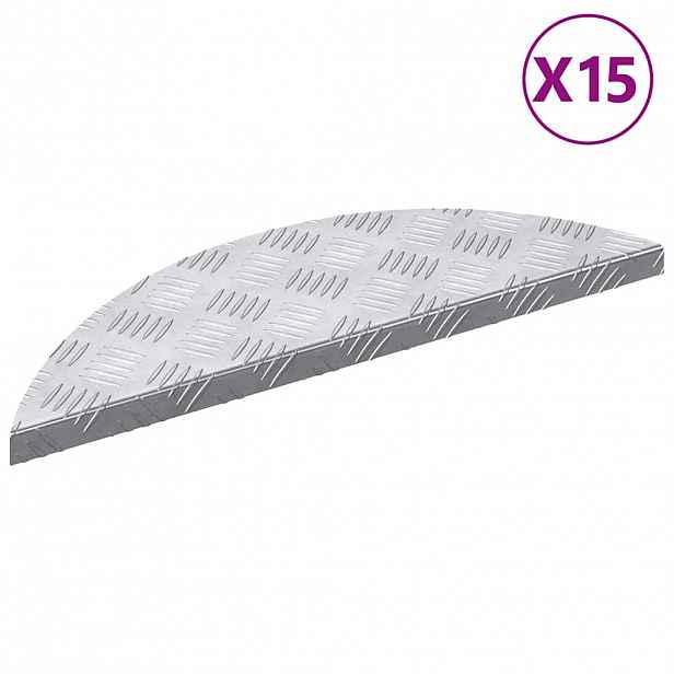 vidaXL Schodové nášlapy 15 ks 60 x 18 x 2,5 cm Stříbrná Hliník