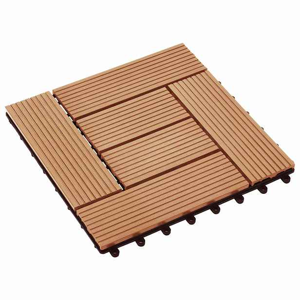 vidaXL Dlažba na terasu 11 ks Teak 30 x 30 cm WPC