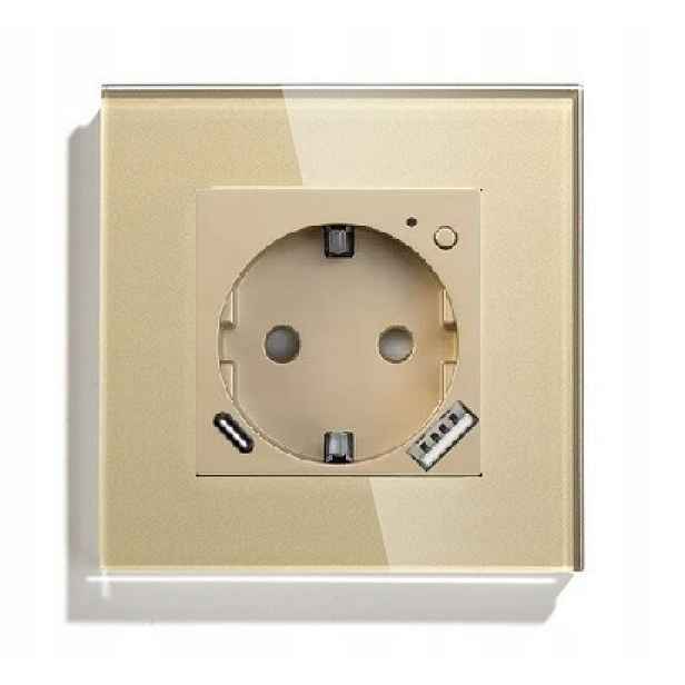 Elektrická Zásuvka Usb A+c 20 W Wifi Skleněná Pro Měření Energie Tuya