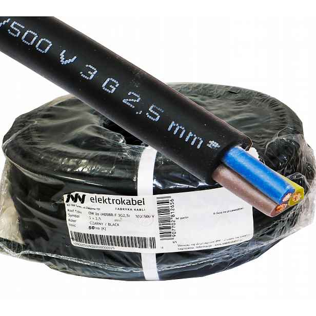 Gumový dílenský kabel Ow 3x2,5 50 m kotouč