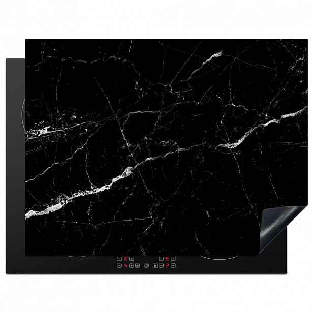 MuchoWow KRYT NA INDUKČNÍ DESKU Mramorový vzhled - Černá - Luxusní 77x59 cm