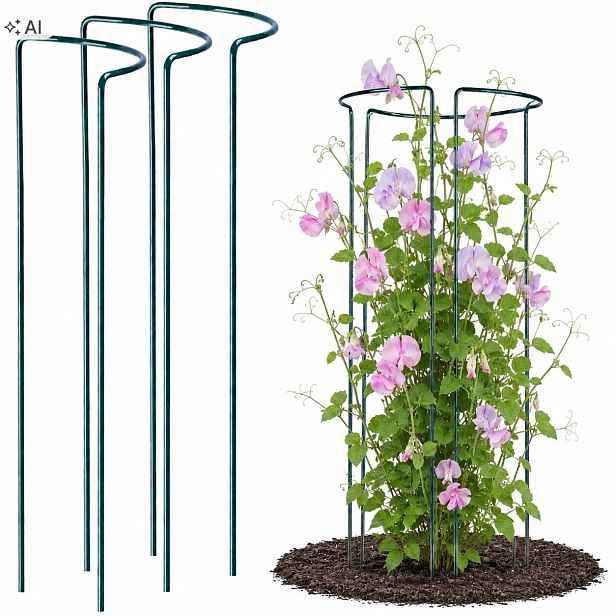 Podpěra Pro Rostliny Květy Hortenzie 90 cm Růžová Kovová Třídílná Tyč