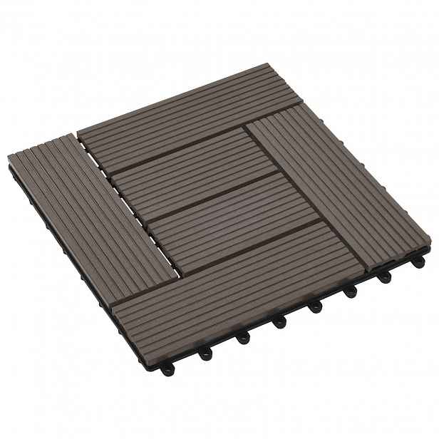 vidaXL Dlažba na terasu 11 ks Tmavě hnědá 30 x 30 cm WPC