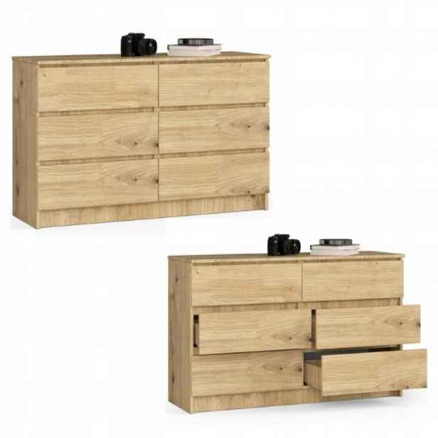 Komoda skříňka K120 6 zásuvek dub artisan Akd
