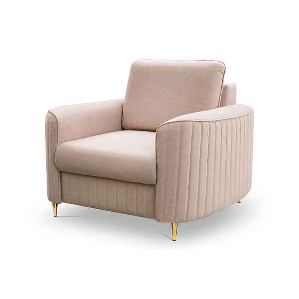 MASSENO MODERNÍ ČALOUNĚNÉ RELAXAČNÍ KŘESLO VELA, velurová látka, béžové
